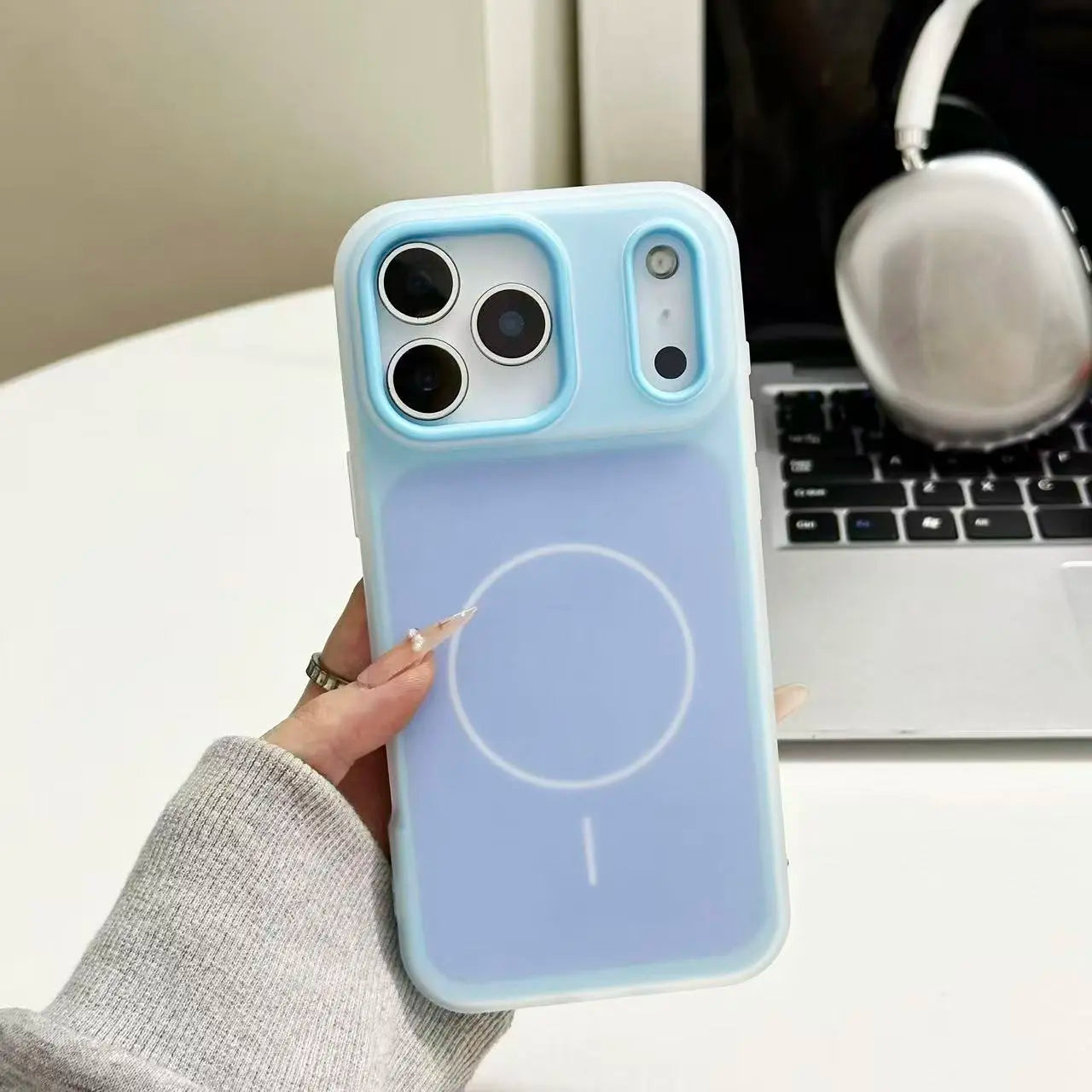 HISTORYOO for Iphone 17 Pro Max Air 16 Pro 15 14 plus 13 12 11 Pro Magnetic (Not Strong) Defender 2 in 1 Dual Layer Jelly Soft Matte Clear Silicone + Candy Color-Blocking PC Hybrid Magsafe Wireless Charging Case Frosted Shockproof Bumper Luxury Back Cover
