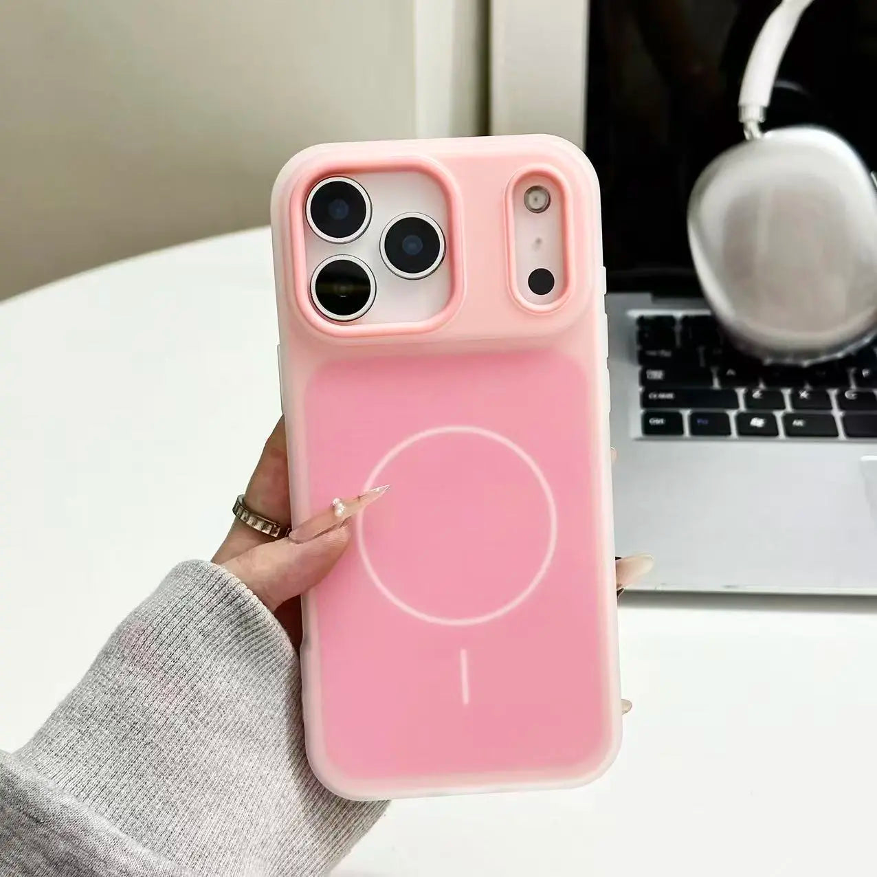 HISTORYOO for Iphone 17 Pro Max Air 16 Pro 15 14 plus 13 12 11 Pro Magnetic (Not Strong) Defender 2 in 1 Dual Layer Jelly Soft Matte Clear Silicone + Candy Color-Blocking PC Hybrid Magsafe Wireless Charging Case Frosted Shockproof Bumper Luxury Back Cover