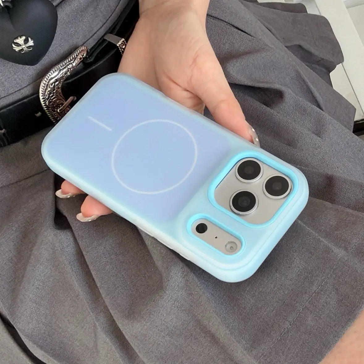 HISTORYOO for Iphone 17 Pro Max Air 16 Pro 15 14 plus 13 12 11 Pro Magnetic (Not Strong) Defender 2 in 1 Dual Layer Jelly Soft Matte Clear Silicone + Candy Color-Blocking PC Hybrid Magsafe Wireless Charging Case Frosted Shockproof Bumper Luxury Back Cover