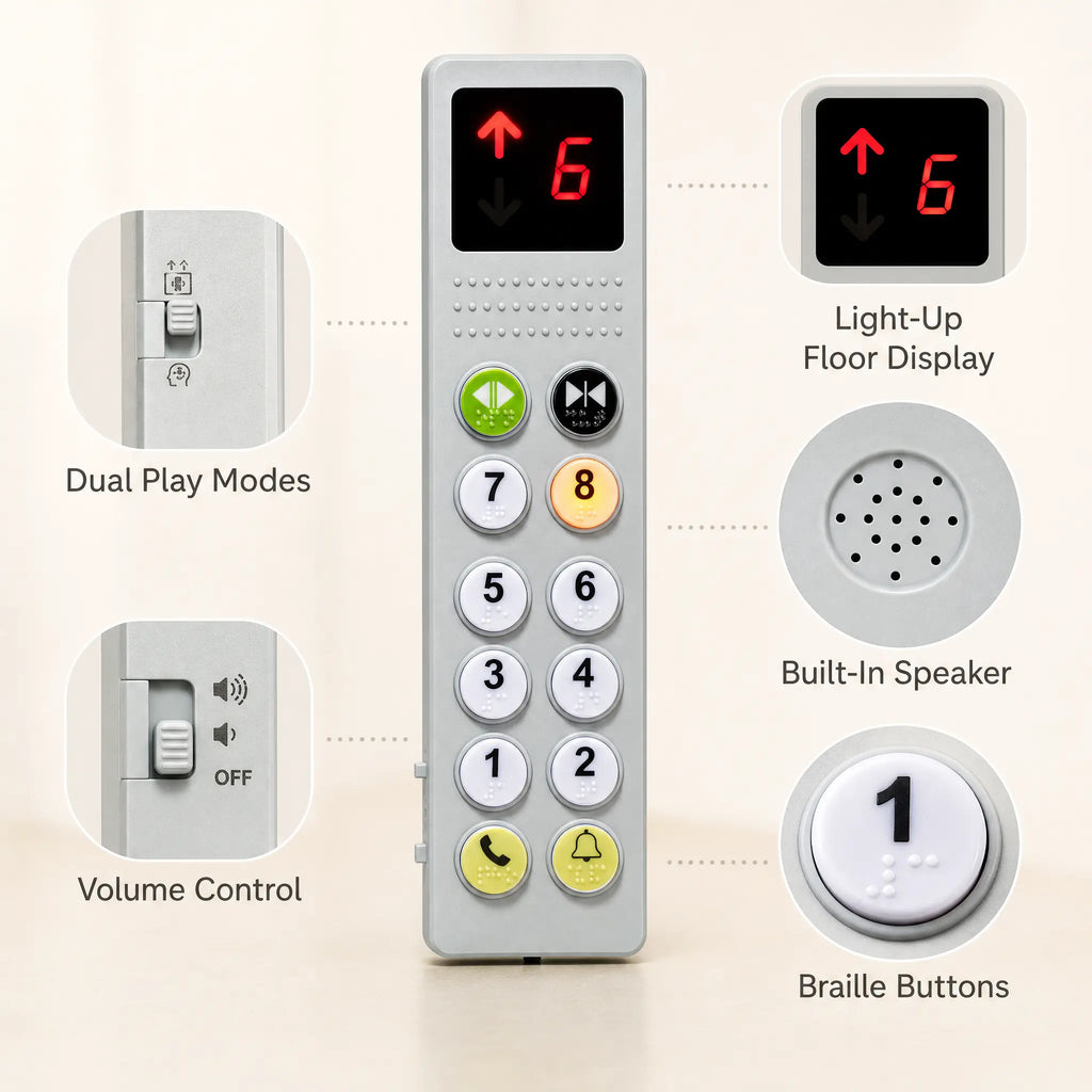 Elevator Activity Panel | Busy Board Toys, Travel Educational Toy, Sounds and Floor Display, Interactive Learning Toy for Boys Girls