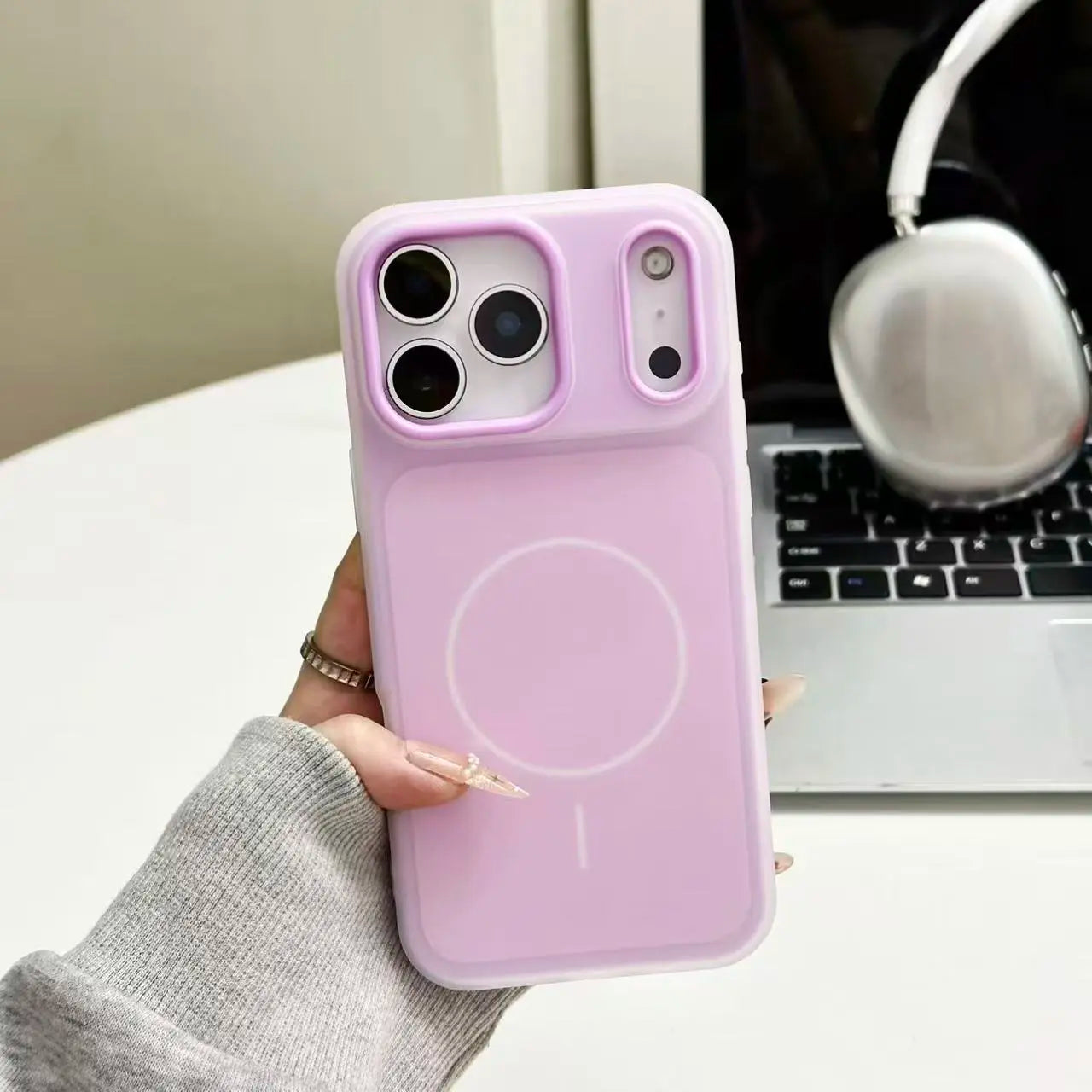 HISTORYOO for Iphone 17 Pro Max Air 16 Pro 15 14 plus 13 12 11 Pro Magnetic (Not Strong) Defender 2 in 1 Dual Layer Jelly Soft Matte Clear Silicone + Candy Color-Blocking PC Hybrid Magsafe Wireless Charging Case Frosted Shockproof Bumper Luxury Back Cover