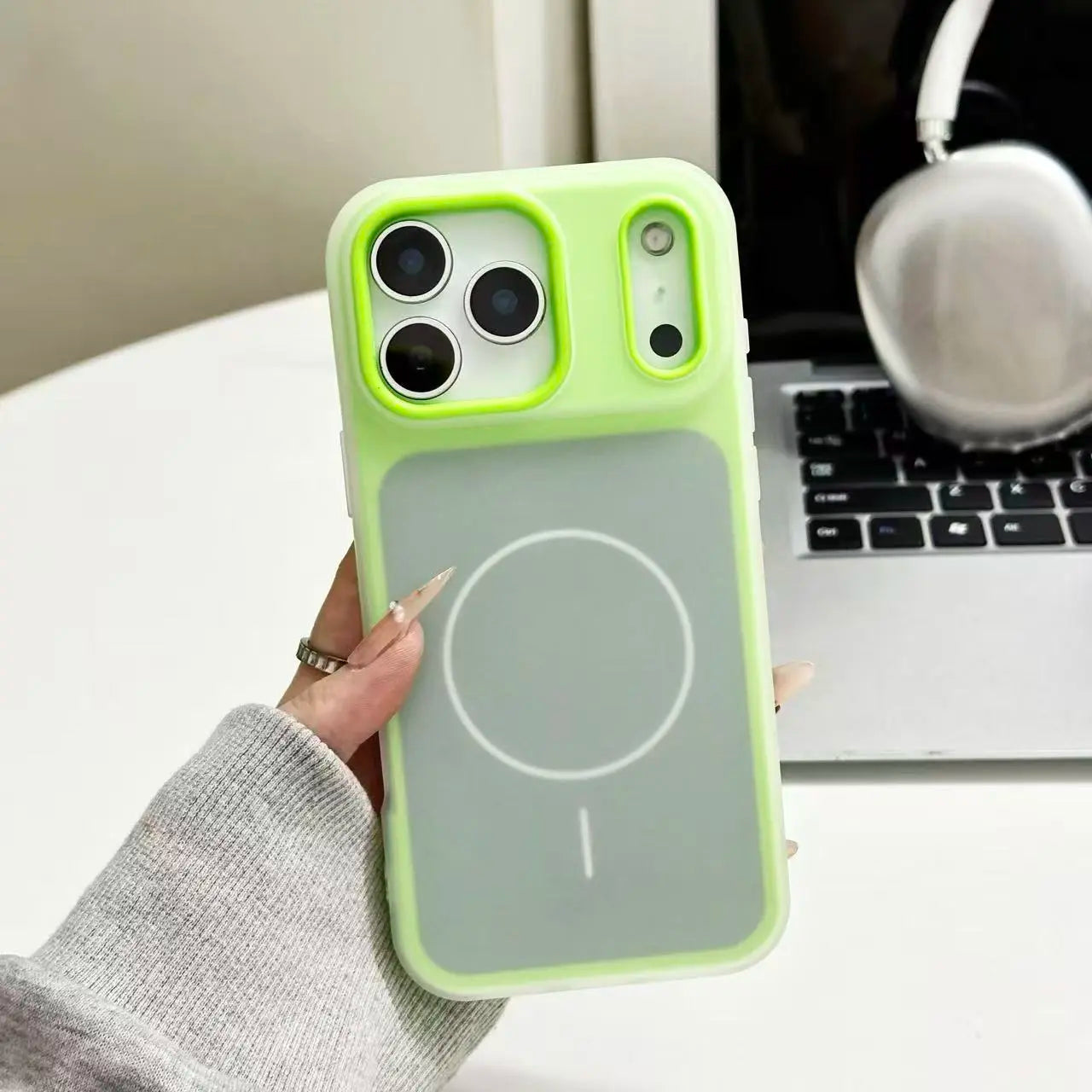 HISTORYOO for Iphone 17 Pro Max Air 16 Pro 15 14 plus 13 12 11 Pro Magnetic (Not Strong) Defender 2 in 1 Dual Layer Jelly Soft Matte Clear Silicone + Candy Color-Blocking PC Hybrid Magsafe Wireless Charging Case Frosted Shockproof Bumper Luxury Back Cover