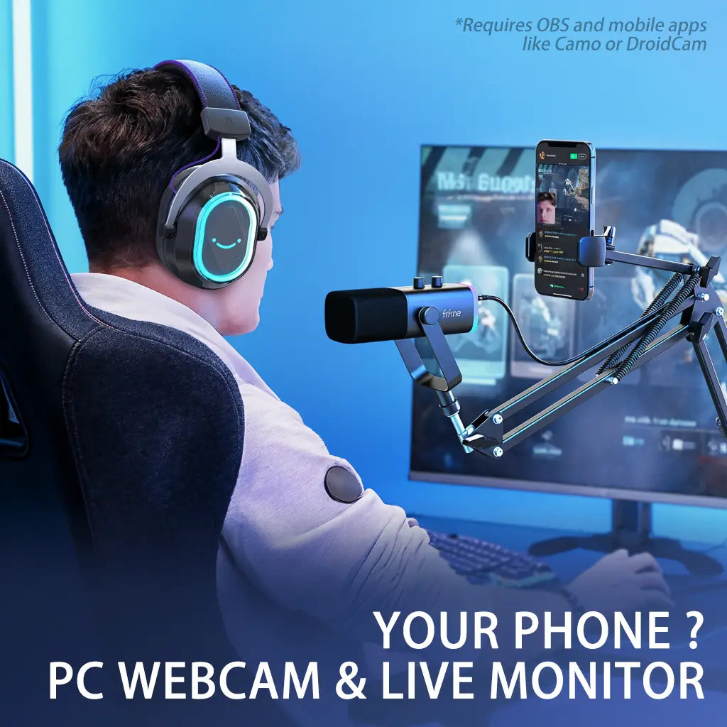 FIFINE AM8T NEO Adjustable Microphone Boom Arm with Stable Phone Holder for Live Streaming Podcasting Tiktok Gaming Recording Content Creation Voiceover Gaming Setup Multi-Functional Adjustable Arm Professional Creator Gear,Father'Sdaygifts
