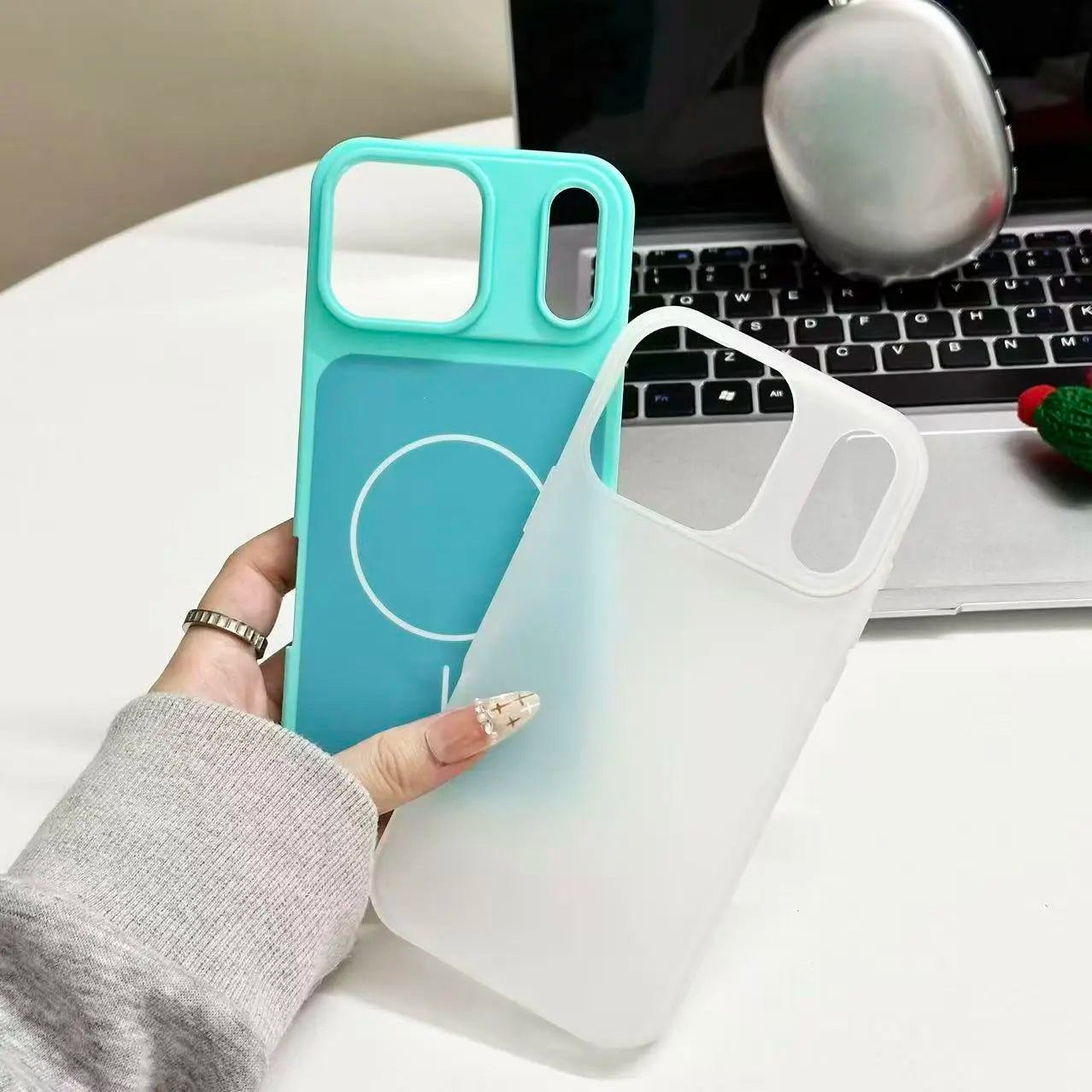 HISTORYOO for Iphone 17 Pro Max Air 16 Pro 15 14 plus 13 12 11 Pro Magnetic (Not Strong) Defender 2 in 1 Dual Layer Jelly Soft Matte Clear Silicone + Candy Color-Blocking PC Hybrid Magsafe Wireless Charging Case Frosted Shockproof Bumper Luxury Back Cover