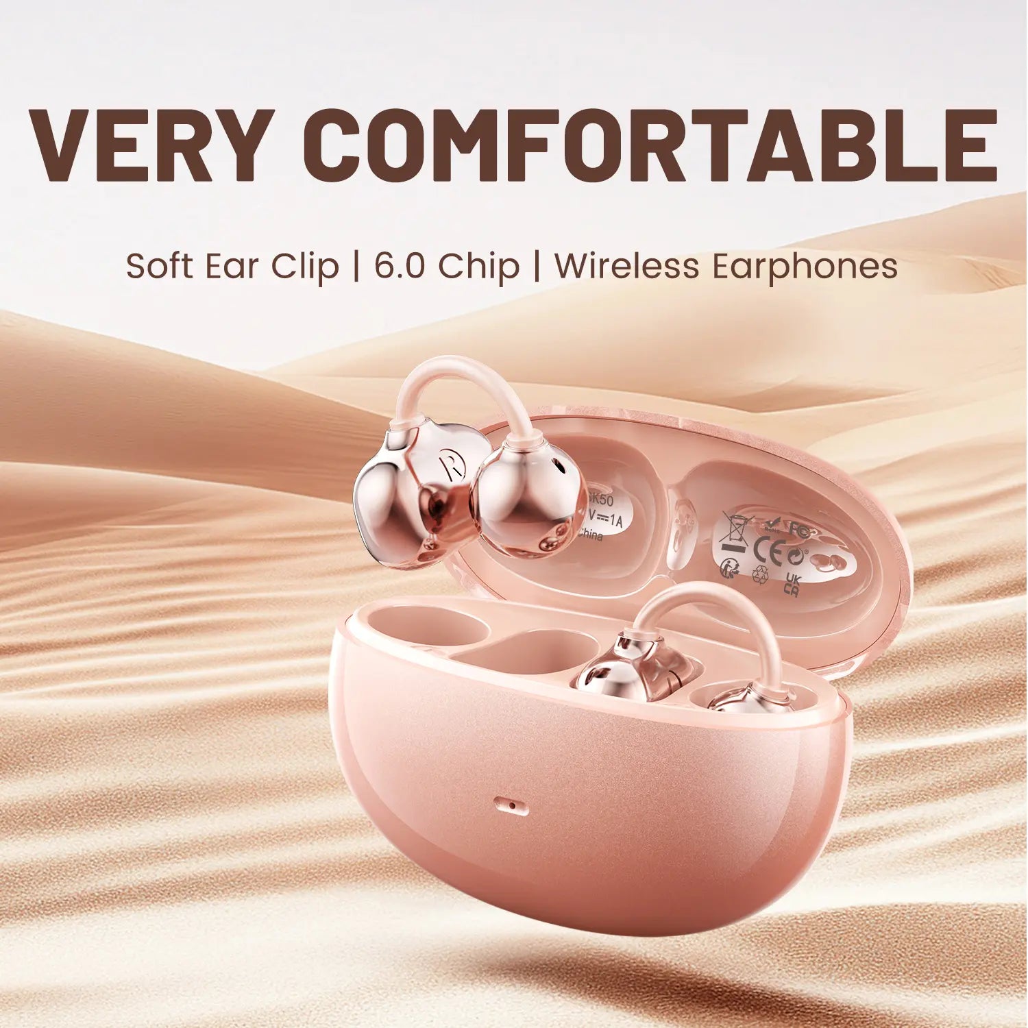 Open Ear Clip Headphones, Wireless Bluetooth 6.0 Headphones, Built-In Microphone and Ear Hook, Comfortable to Wear, High Fidelity Sound Quality Playback Time of 36 Hours, Perfect for Women'S Decoration Headphones Sk 50 for Sports and Fitness Tiktokshopspr